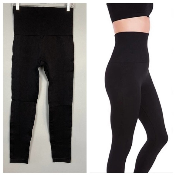 𝅺homma Black Seamless High Waisted Compression Leggings Women's Size XL - Picture 2 of 12